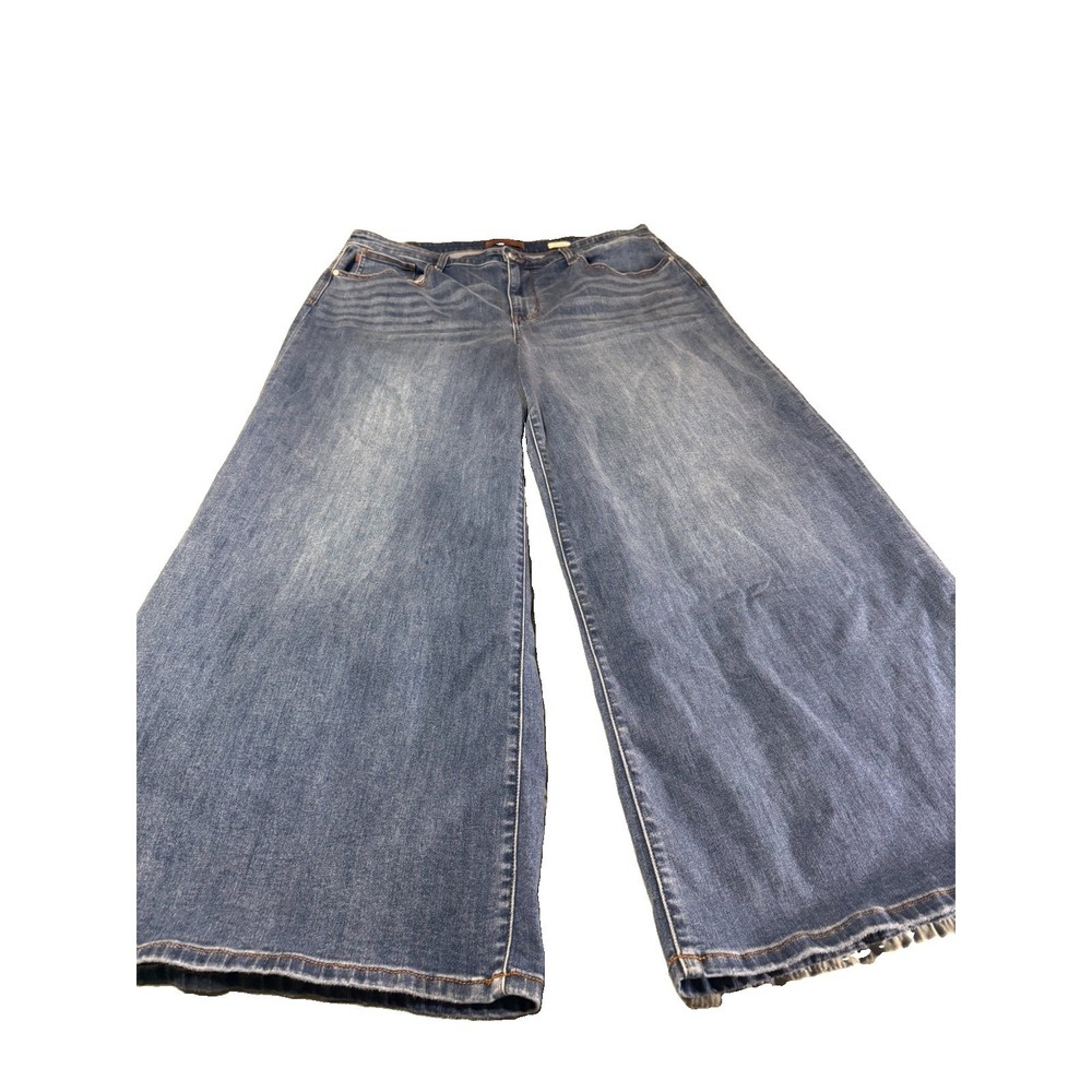 Judy Blue Palazzo Jeans 22W High Rise Wide Leg Stretch Denim Medium Wash - Picture 3 of 12